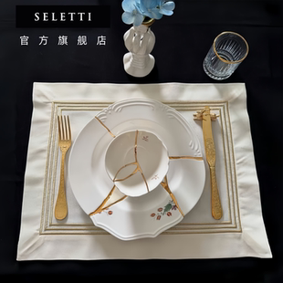 高级陶瓷汤碗西餐盘家用鱼盘牛排 seletti金缮餐具盘子特别好看