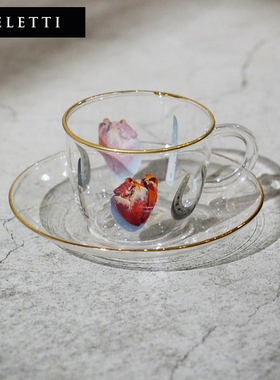 Seletti咖啡杯玻璃杯子意式浓缩咖啡杯高档精致茶杯碟小众设计感