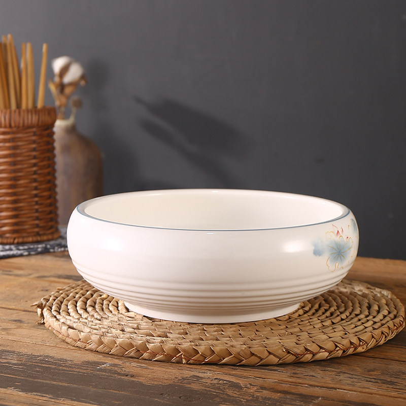 商用陶瓷矮碗汤盆汤碗釉面易清洁耐高温耐磨损荷花纹蓝边酒店餐厅,餐饮具,盘,淘宝优惠券,粉丝福利购,淘宝优惠卷