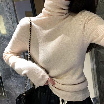 轻奢高领打底衫显瘦秋冬内搭长袖毛衣女修身外穿堆堆领针织衫上衣