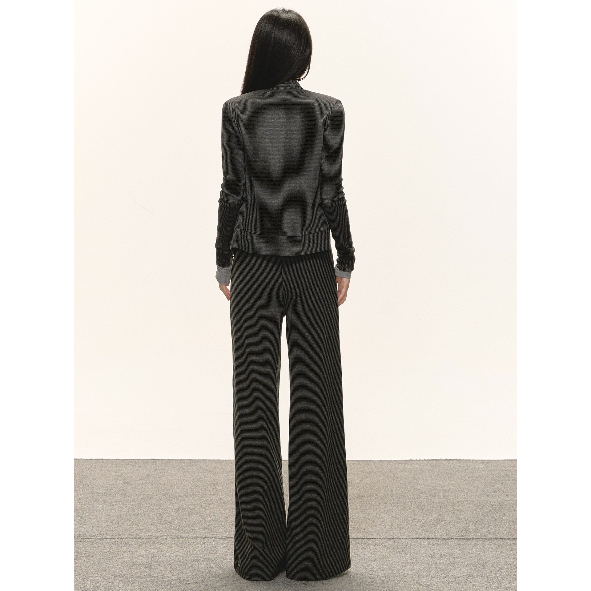 灰色气质修身外套女卫衣老钱风上衣韩系休闲裤套装秋冬季2025