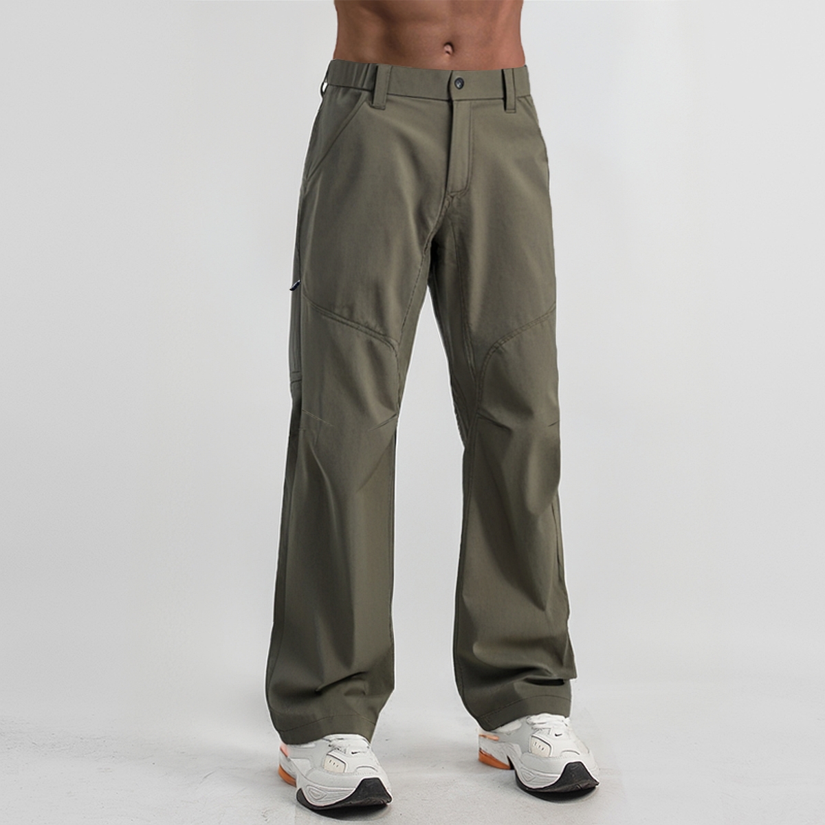 美式冲锋裤3D立体剪裁弯刀长裤健身户外运动拉链解构软壳速干休闲