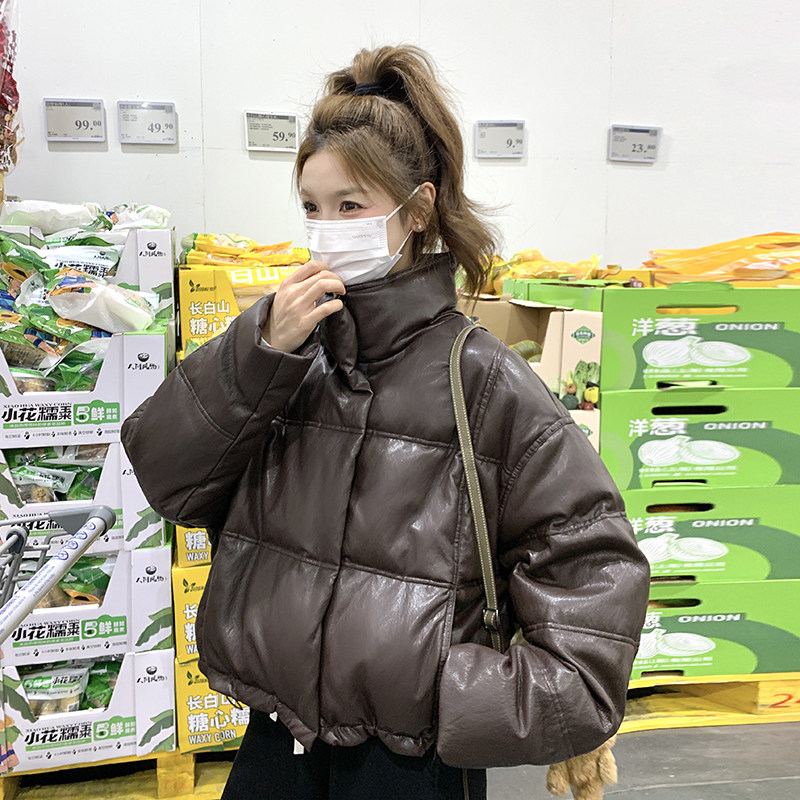 美式复古pu皮羽绒服女冬季2025新款短款小个子炸街白鸭绒外套短款,女装羽绒服,浙宝136