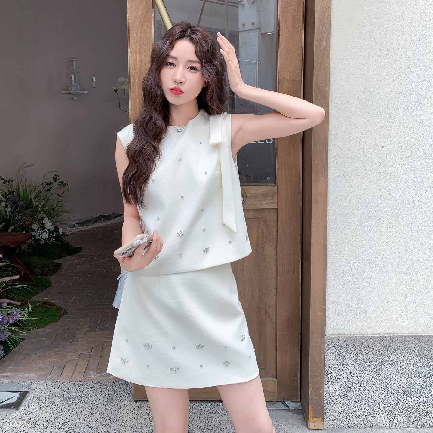 小香风无袖背心上衣半身短裙套装女2025夏季新款气质高级感两件套,女装套装/套裙,浙宝136