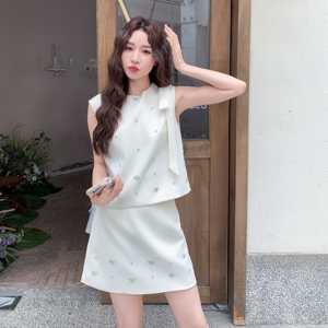 小香风无袖背心上衣半身短裙套装女2025夏季新款气质高级感两件套图片