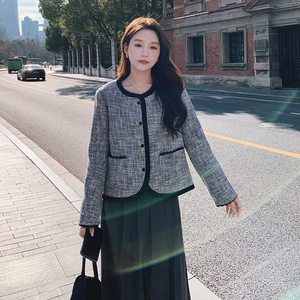 韩系气质小香风包边外套女2025春季新款复古名媛风宽松小个子上衣图片