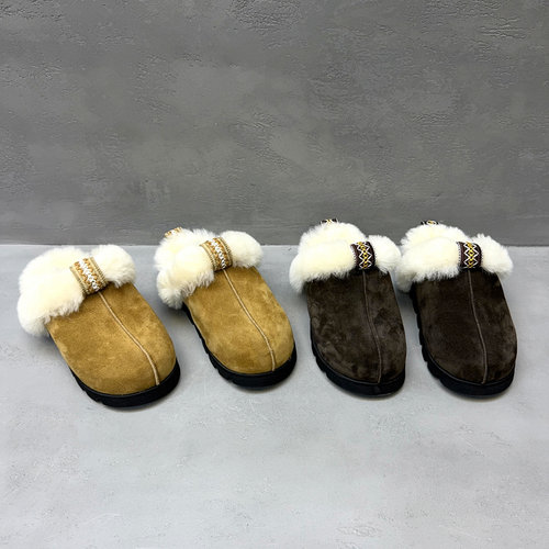 欧洲站加绒包头防滑厚底毛毛鞋