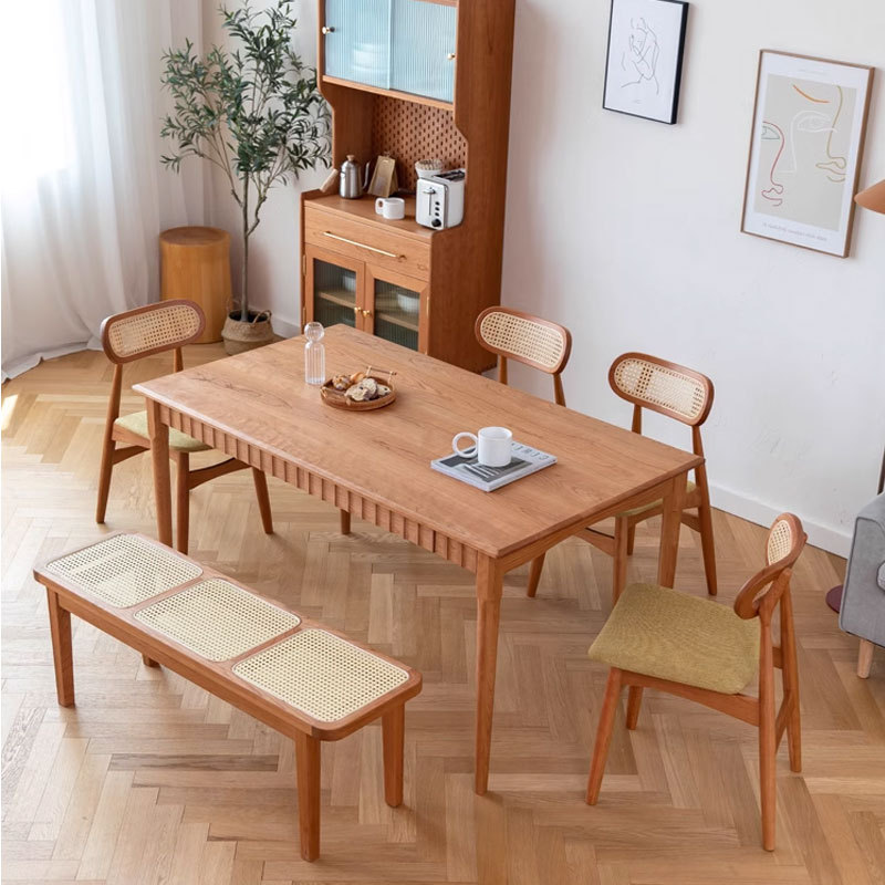 北美黑胡桃木实木餐桌樱桃木原木多功能日式简约小户型长方形饭桌