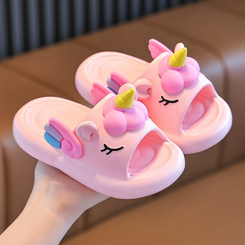 Детские тапочки, летняя обувь, милые мультяшные нескользящие слайдеры для принцессы, мягкая подошва