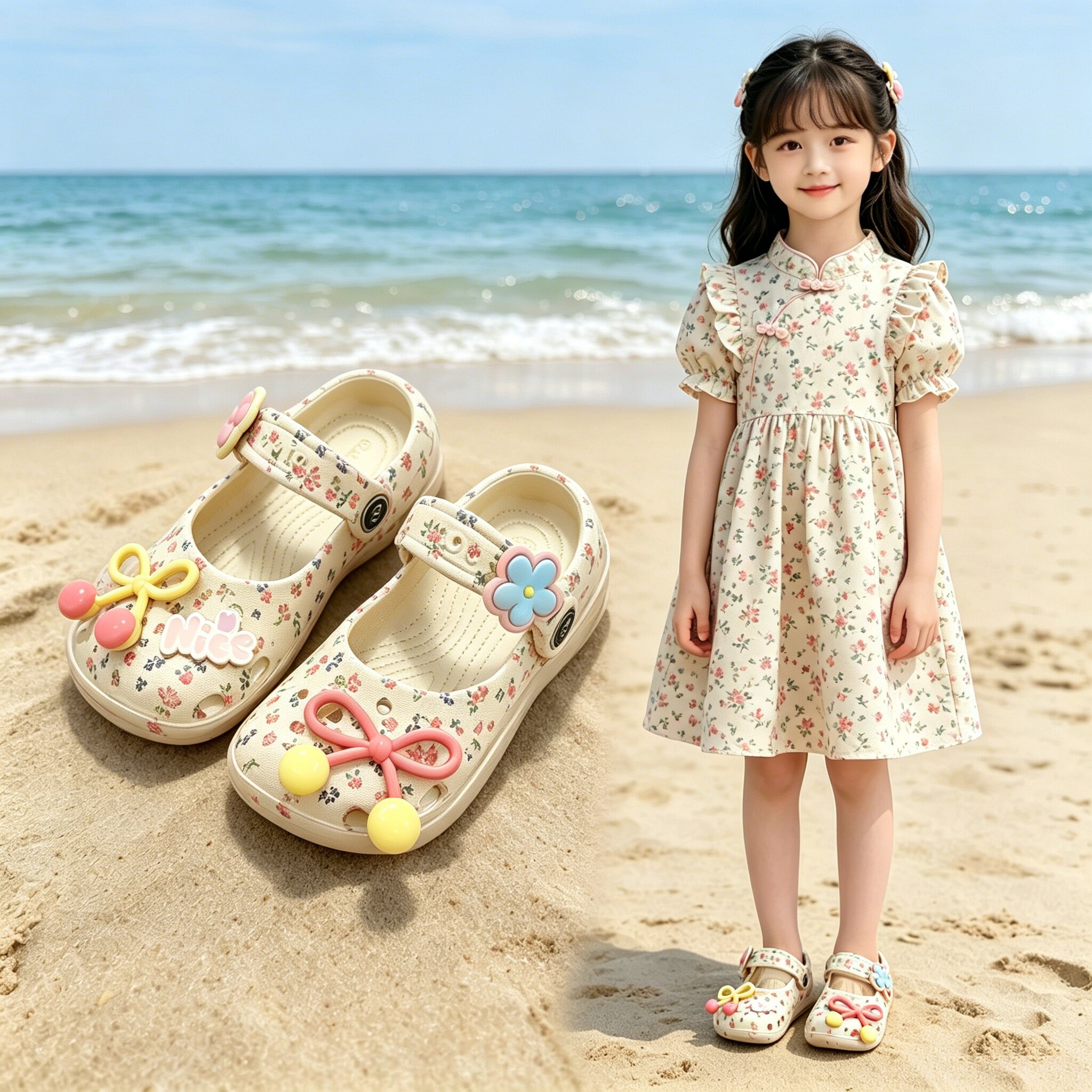 2026夏季女孩豹纹儿童洞洞鞋芭蕾款新款凉拖鞋女童防滑沙滩溯溪鞋