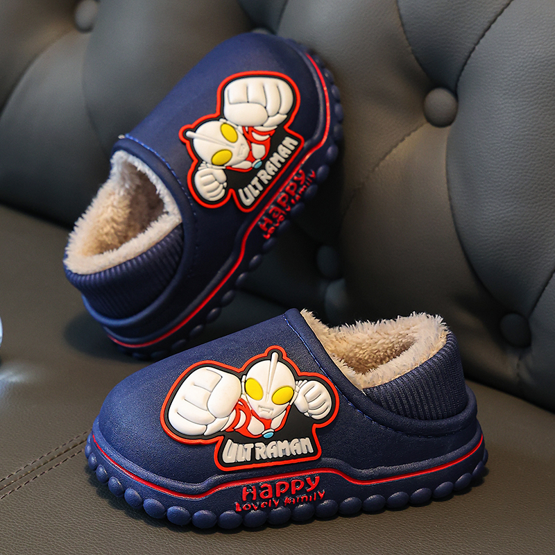 秋冬季儿童棉鞋新款奥特曼男童男孩宝宝小孩棉拖防滑防水室内居家