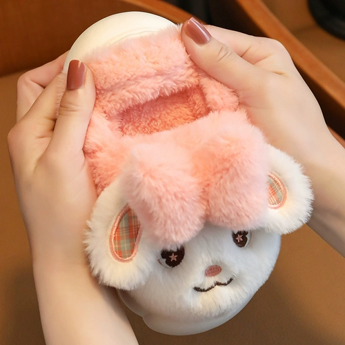 Детские зимние тапочки, милый удерживающий тепло кролик для принцессы, нескользящие туфли, семейный стиль, мягкая подошва