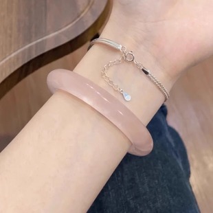 马达加斯加粉水晶手镯无染无胶晶莹剔透扁条圆条各种圈口价格美丽