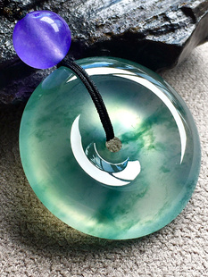 宋都冰种飘花翡翠吊坠高端项链挂件男女款 翡翠处理平安扣玉坠子