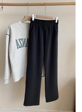 WTHEONE柜上700+lu家莫代尔休闲高腰瑜伽裤黑色直筒裤垂感高级感