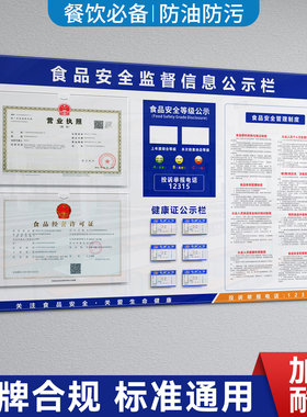 食品安全监督信息公示栏公示牌健康证营业执照框挂墙餐饮挂墙定制