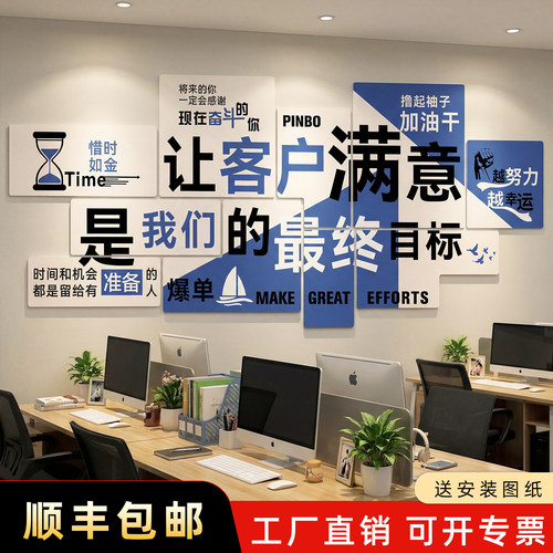 办公室公司文化墙励志标语布置