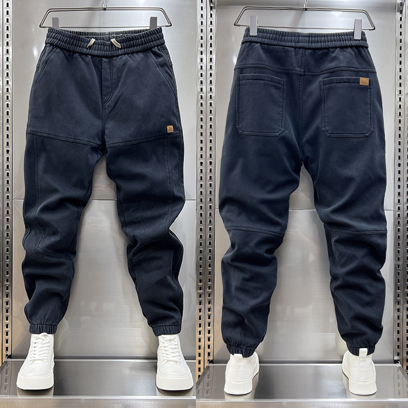 秋冬季潮牌男士百搭加绒加厚水洗百搭束脚裤韩版宽松痞帅牛仔长裤,男装,牛仔裤,淘宝优惠券,粉丝福利购,淘宝优惠卷