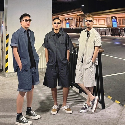 ZPK潮流复古翻领衬衫短裤套装