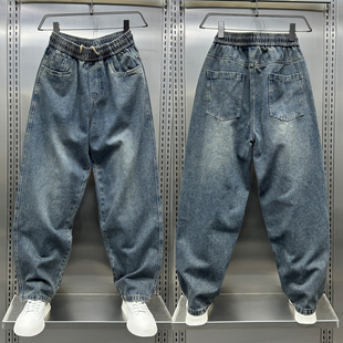 加绒百搭牛仔裤 老爹裤 男秋冬新款 青年潮牌时尚 猫爪刮烂休闲裤 美式