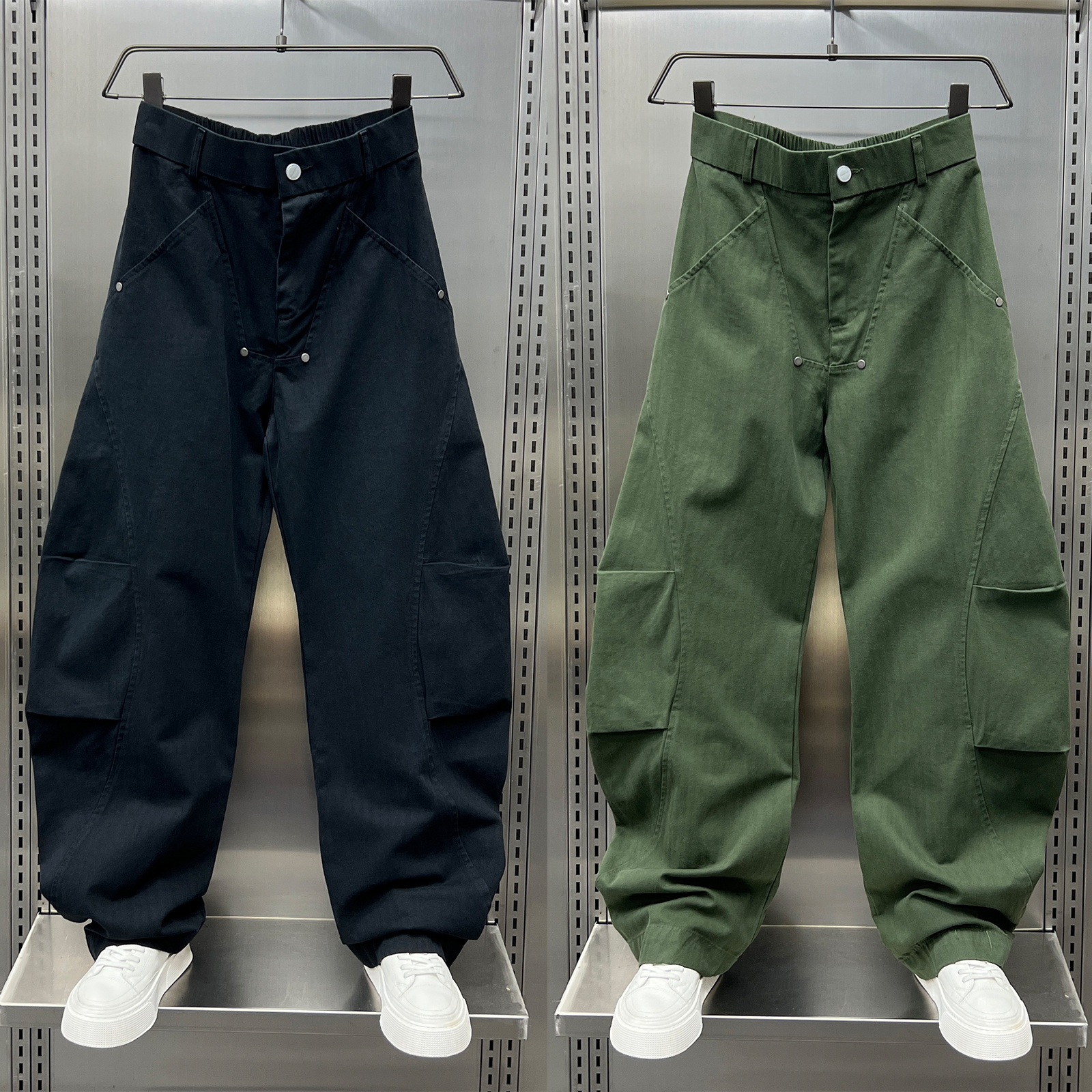 ZPK1潮流拼接高街工装弯刀裤