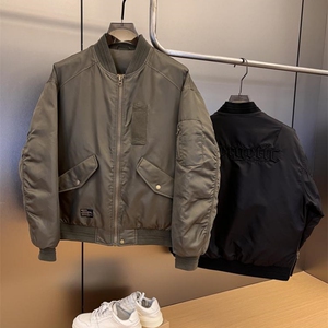 棒球领夹克羽绒棉服男士秋冬2023潮飞行服设计感轻薄保暖工装外套