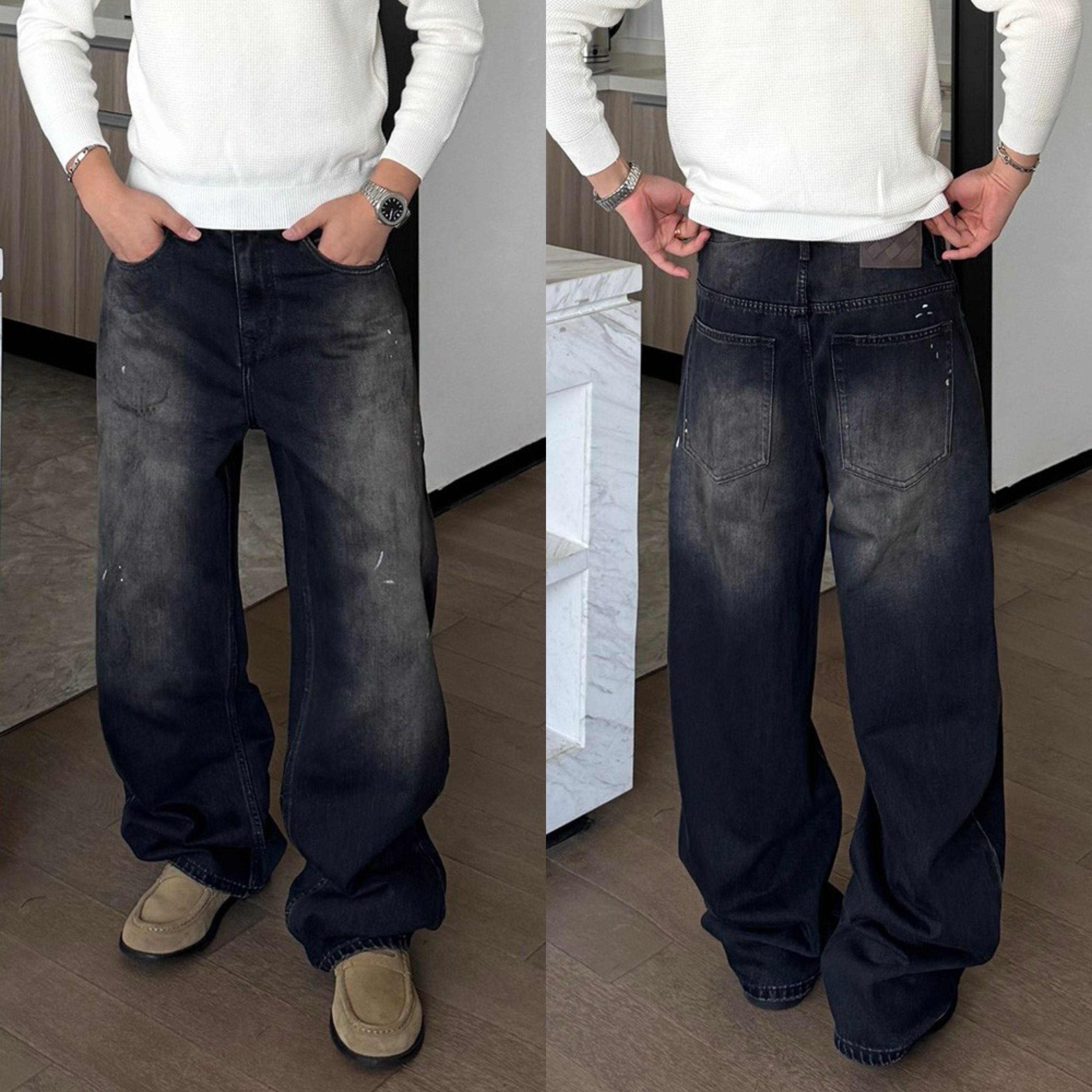 ZPK美式高街复古小众牛仔裤