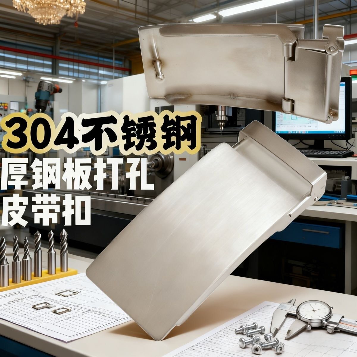 2025新品不锈钢皮带扣男士打孔裤腰带扣头全钢扣子加厚纯钢腰带