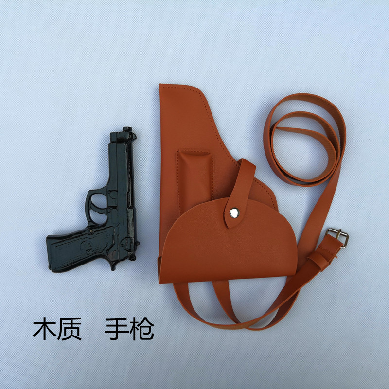 演出道具木質*駁殼槍真皮槍套