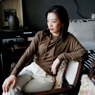 清仓 连帽圆领打底衫春季女士可外穿卫衣休闲桑蚕丝羊绒保暖上衣