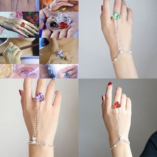 欢天喜地七仙女灵石手链古风手饰古装汉服配饰流苏七彩手链戒指女