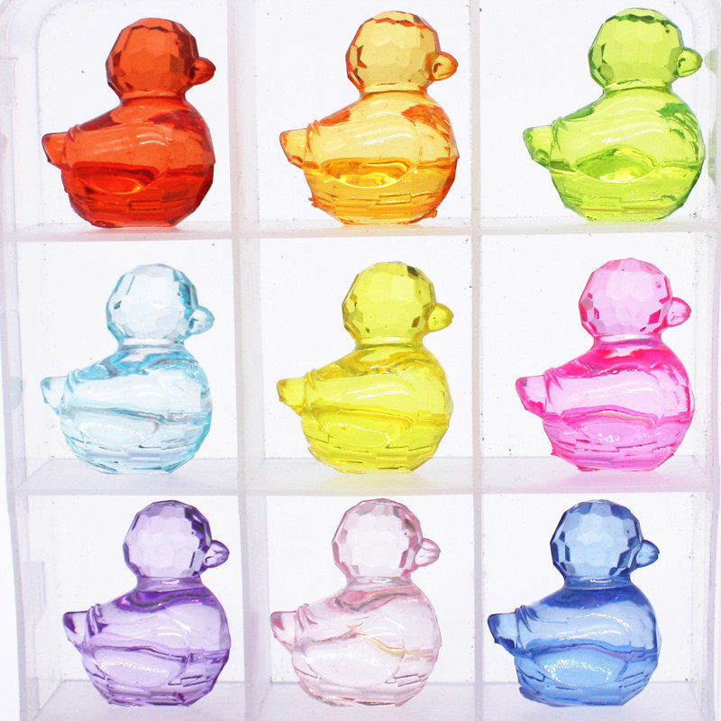 儿童亚克力透明动物小鸭子串珠diy首饰配件孩子奖励水晶宝石玩具