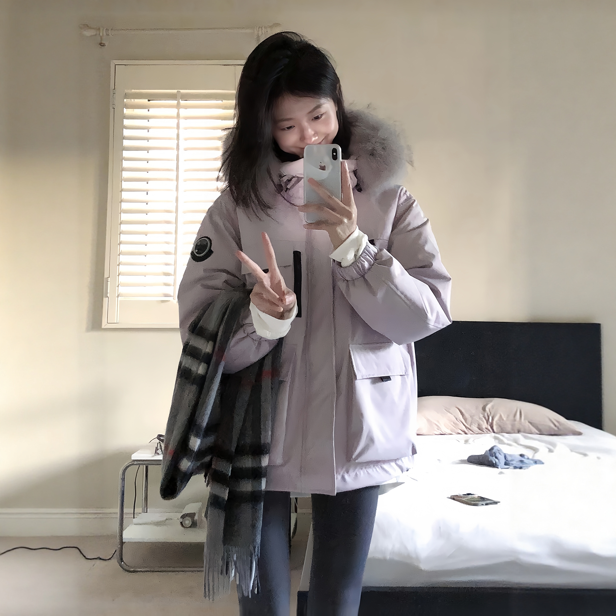 超好看派克羽绒棉服女2025年冬季新款韩系大毛领加厚工装棉衣外套