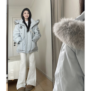 加厚毛领韩版 加绒工装 冬季 2025新款 夹棉棉袄厚外套 派克服棉服女款