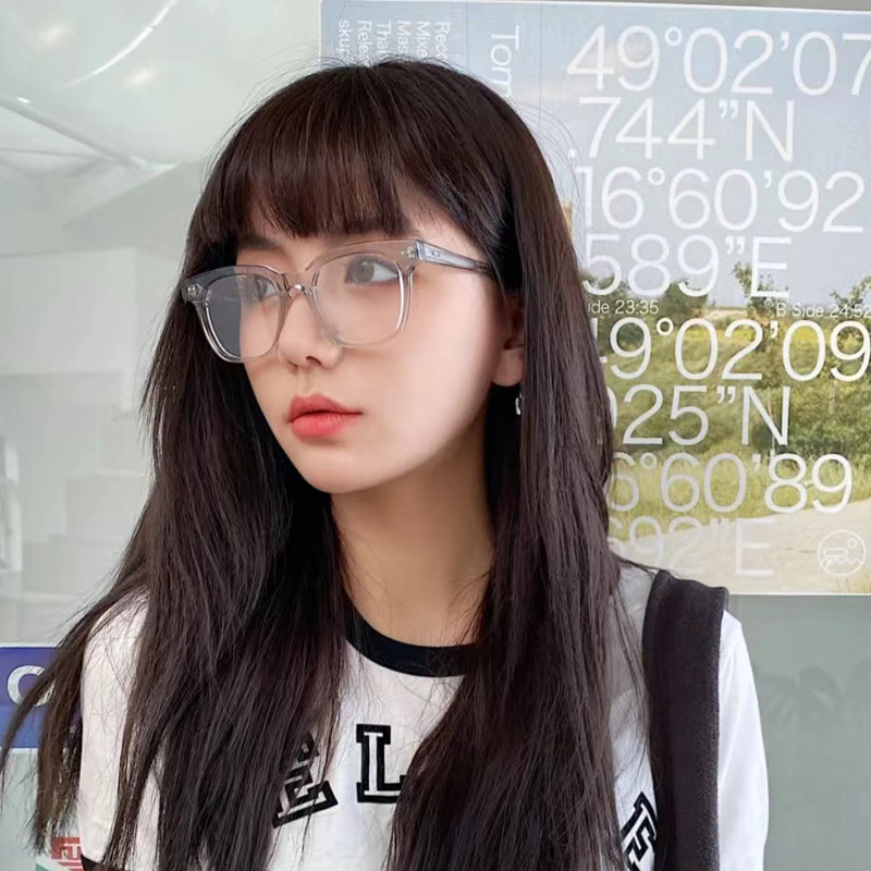 2022新款透明方框眼镜近视男防蓝光辐射护目平光镜可配变色近视女