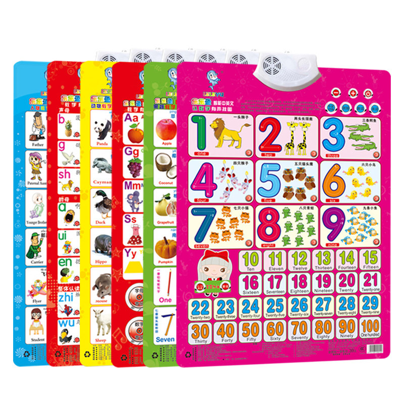 有声挂图婴幼儿学认识唐诗墙贴点玩具挂图/认知卡