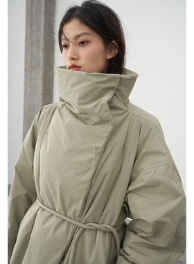 BLANK LABEL立领系带羽绒服女2025年冬季中长款简约加厚保暖外套