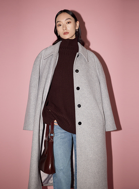 BLANK LABEL极简高级感摩登翻领廓形羊毛呢大衣女冬气质毛呢外套