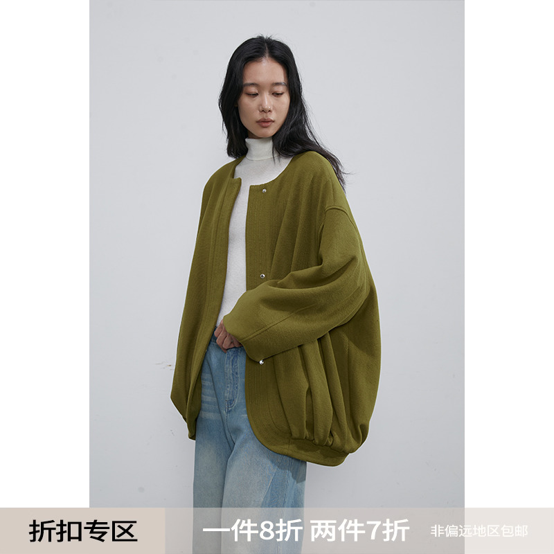 BLANK LABEL 100棉立体毛圈花苞型棉服女秋冬季宽松棉衣夹克外套