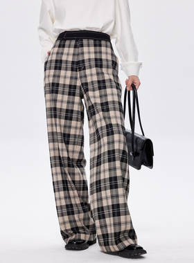 BLANK LABEL 极简高级双色色织抗皱TR面料 高腰格子西装裤女早秋