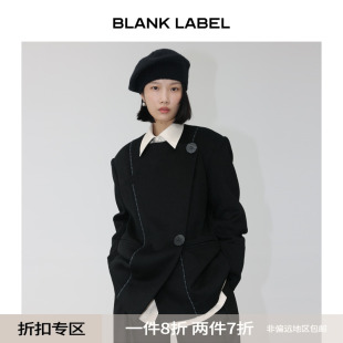 LABEL极简高级宽松加厚毛呢西装 BLANK 外套女秋冬羊毛呢子大衣