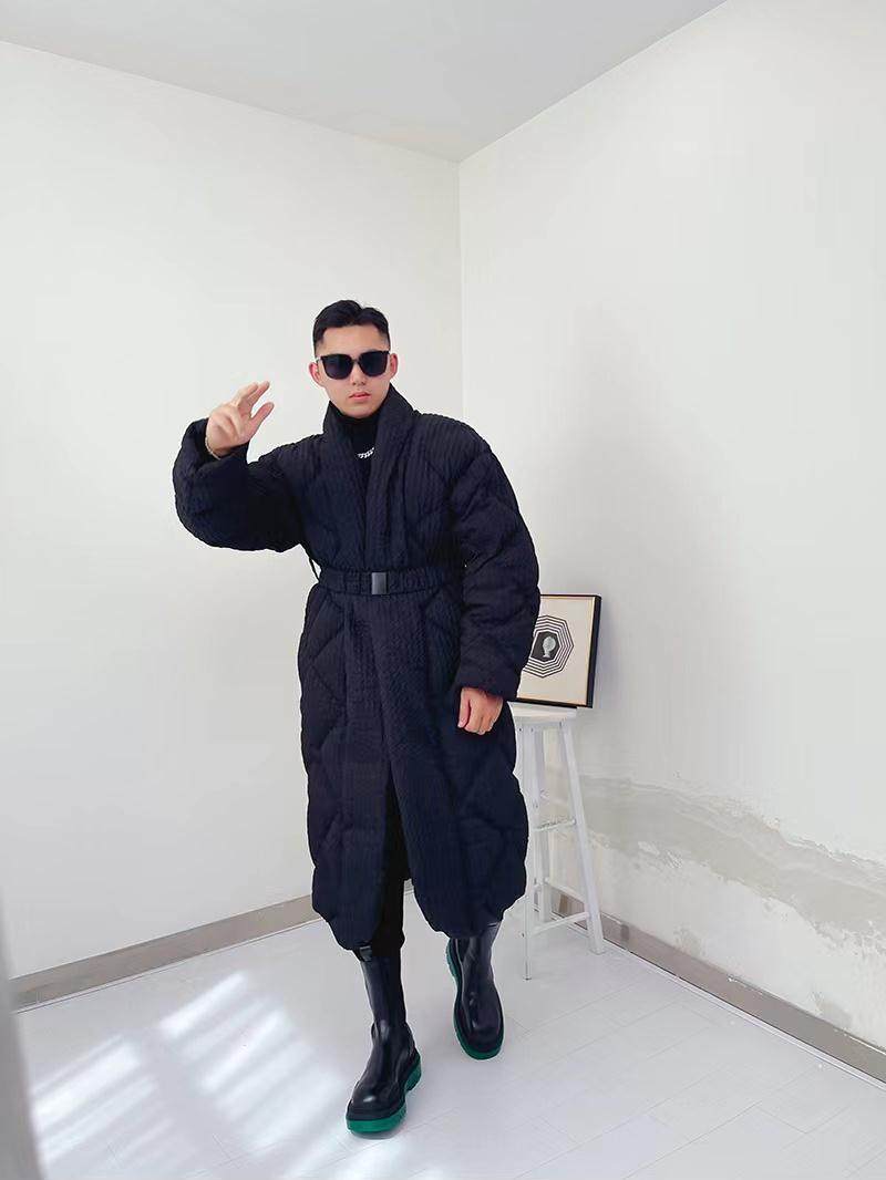 横店月娥2022王鹤棣同款加厚中长款休闲睡袍羽绒服明星同款可定制
