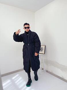 横店月娥2022王鹤棣同款加厚中长款休闲睡袍羽绒服明星同款可定制