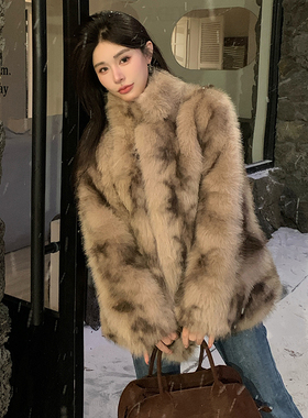 冬季新款仿狐狸毛渲染皮草外套女轻奢高级中长款显瘦毛毛保暖大衣