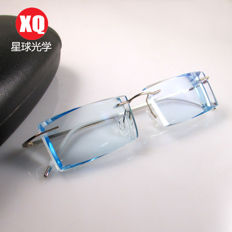 近视眼镜架男钻石切边