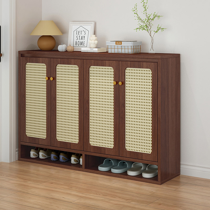 2025新款编藤中古风鞋柜家用门口玄关柜大容量收纳柜一体靠墙鞋架,住宅家具,鞋柜,淘宝优惠券,粉丝福利购,淘宝优惠卷