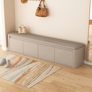 简约现代家用实木入户换鞋凳极简风门口可坐鞋柜收纳柜长条凳子