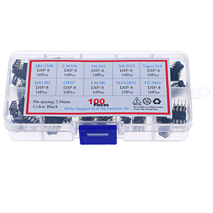 10种100个常用IC集成电路芯片DIP-8直插LM358 NE555 OP07电子元件