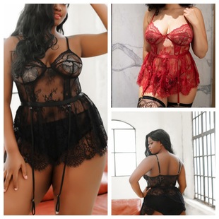 lace see through Sexy garter plus nightgown belt lingerie