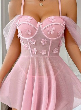 Sexy lingerie with eyelets, hollow transparent dress